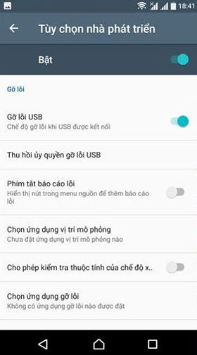 Đừng quên kích hoạt chức năng Gỡ lỗi USB trong Cài đặt dành cho nhà phát triển của Android nhé.