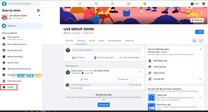 Chọn Cài đặt ở menu bên trái