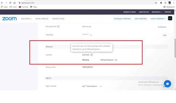 Lăn chuột hoặc kéo xuống tìm đến Account