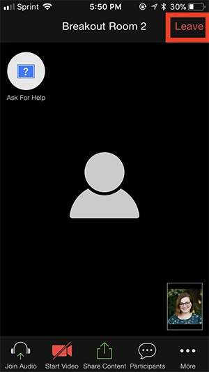 Cách rời khỏi phòng theo nhóm trên Zoom trên điện thoại