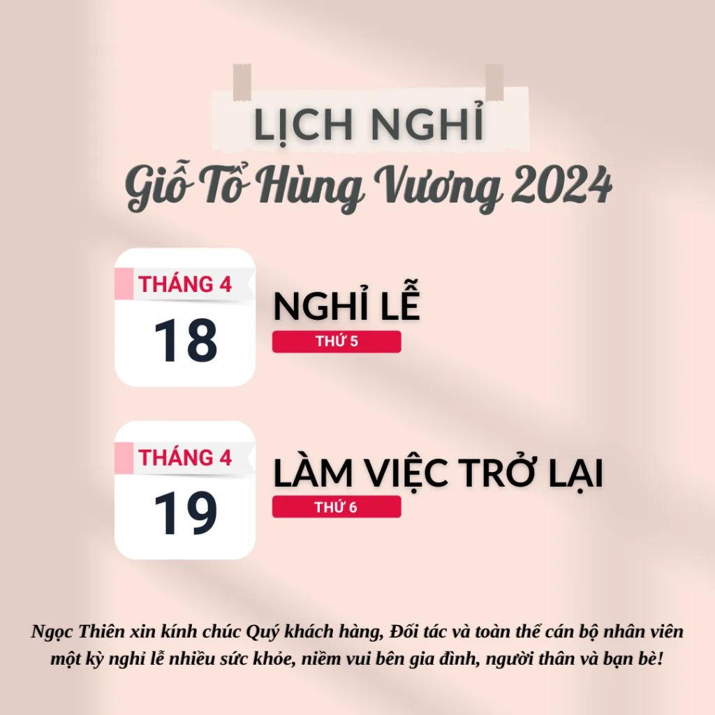 Thông báo lịch nghỉ Giỗ tổ Hùng Vương 2024