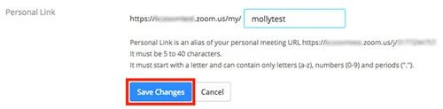 Cách thay đổi liên kết cá nhân trên Zoom