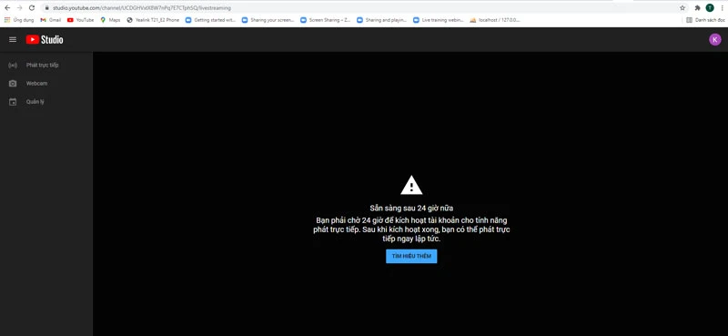 Lưu ý: Bạn phải đợi 24 giờ để kích hoạt tính năng phát trực tiếp.