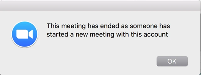 Nếu người chủ trì chọn kết thúc cuộc họp, những người tham gia sẽ nhận được thông báo sau: