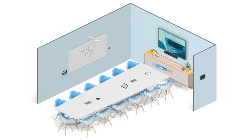 Giải pháp 2: Logitech Rally Bar Mini + Rally Mic Pod + Logitech Tap