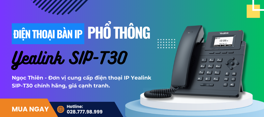 Banner điện thoại IP Yealink SIP-T30 với thiết kế màn hình LCD đồ họa 132×64 pixel lớn, đảm bảo truy cập dễ dàng hơn vào nhiều thông tin trực quan hơn chỉ trong nháy mắt.