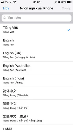 Nhấn chọn Ngôn ngữ iPhone (iPhone Language) > Chọn ngôn ngữ bạn muốn là bạn đã thay đổi ngôn ngữ trên Zoom.