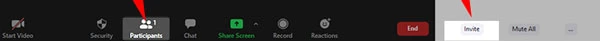 Bước 2: Tiếp theo, để mời học sinh, sinh viên tham gia phòng học, bạn nhấn vào Participants. Sau đó 1 cửa sổ sẽ hiện ra, bạn chọn Invite ở góc bên dưới. 