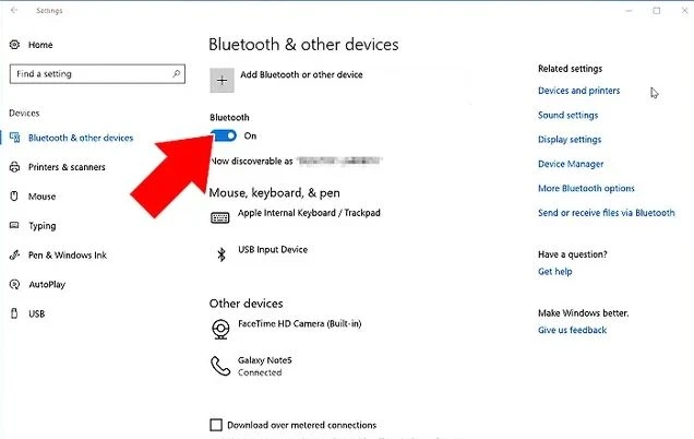 Bật tính năng bluetooth