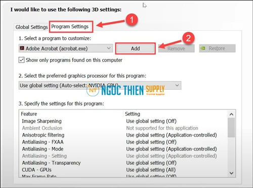 Chọn Program Settings, sau đó nhấp vào Add.