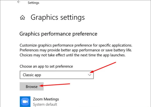 Chỉ định Zoom chạy trên GPU mạnh nhất