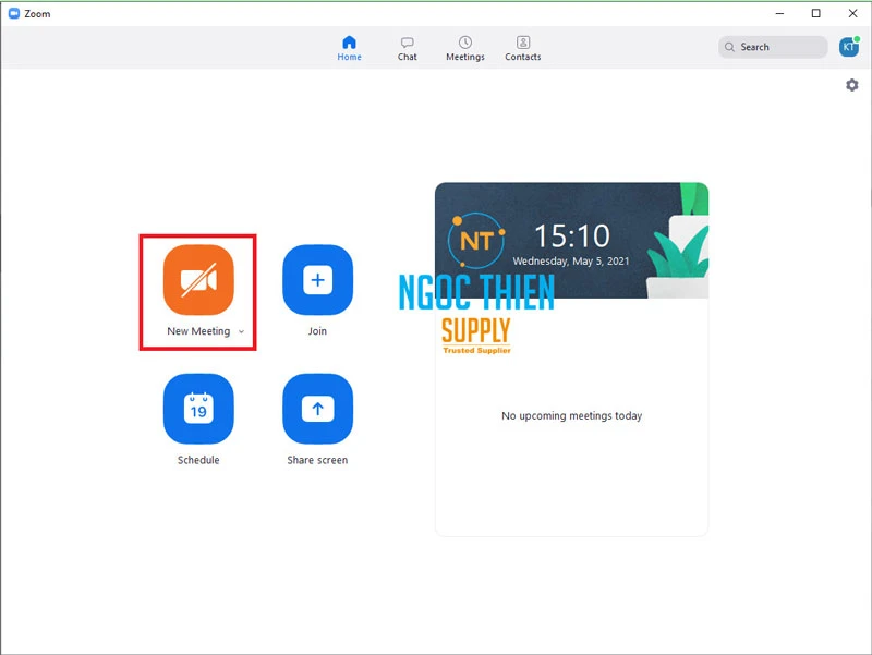 Mở Zoom Meeting trên máy tính > Chọn New Meeting.