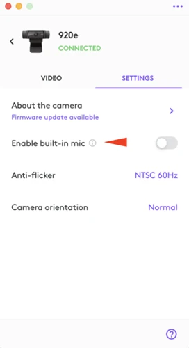 Chọn Settings > Enable Built-in-Mic.