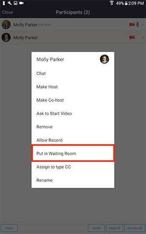 Nhấn Đặt vào Phòng chờ .