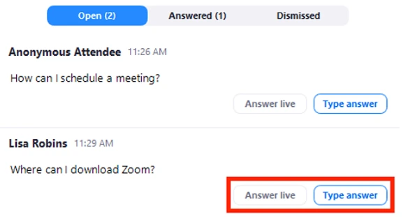Quản lý Q&A trong hội thảo webinar
