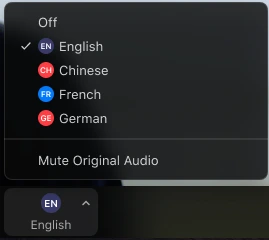 Nhấp vào ngôn ngữ mà bạn muốn nghe.