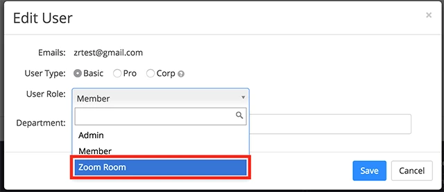 Trong danh sách thả xuống Vai trò, chọn Tên vai trò mà bạn đã tạo ở Bước 3 bên trên.
