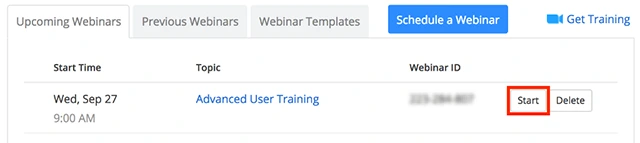 Bắt đầu hội thảo trực tuyến