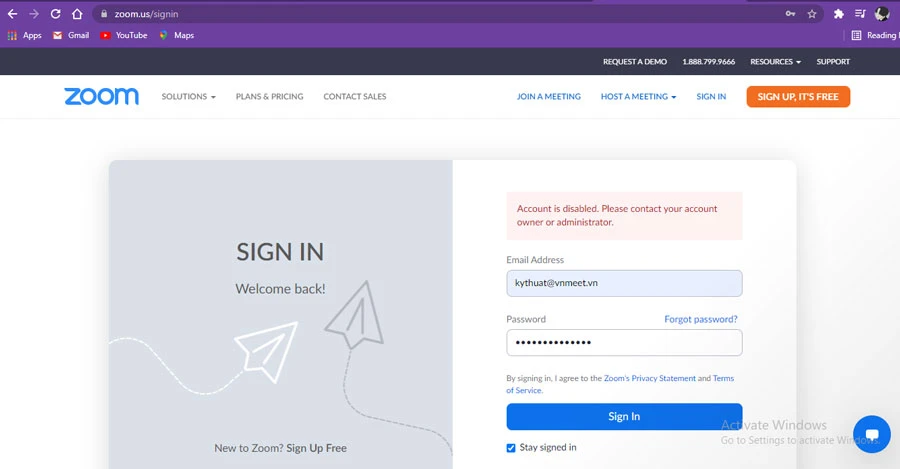 Nguyên nhân của lỗi tài khoản zoom bị vô hiệu hóa