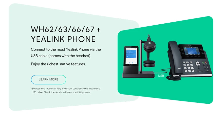 Giải pháp tai nghe DECT Yealink WH6X × Điện thoại bàn
