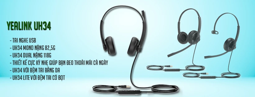 Yealink UH34 - Tai nghe họp trực tuyến giá tốt