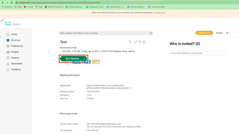 Cách tạo phòng họp trên Webex