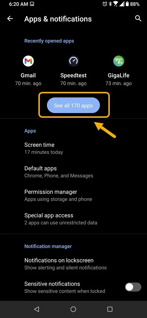Nhấn vào See all apps [Xem tất cả ứng dụng]