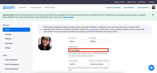 Thay đổi tên của bạn trên Zoom