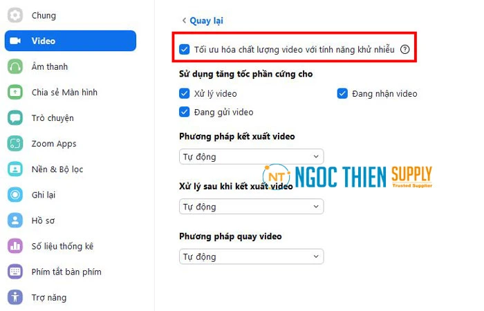 Cách bật tối ưu hóa chất lượng video với khử nhiễu trên Zoom