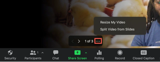 Nhấp vào biểu tượng ... trên menu bản trình bày