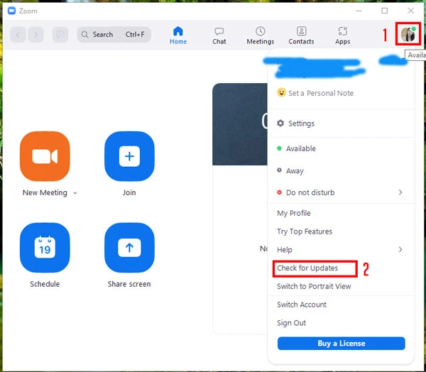 Cách khắc phục 2: Cập nhật Zoom phiên bản mới nhất