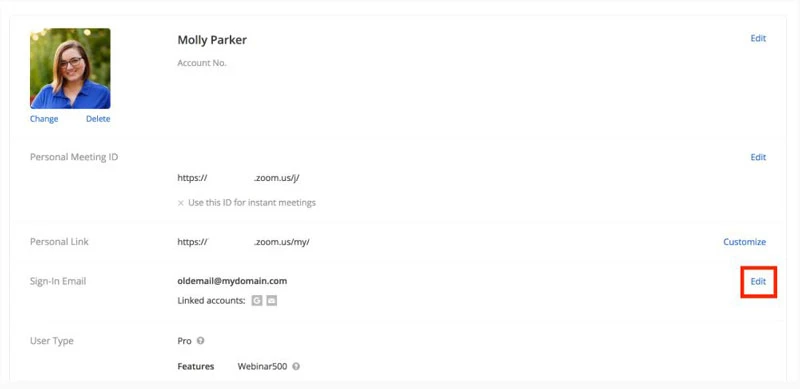 Cách đổi Gmail trên Zoom