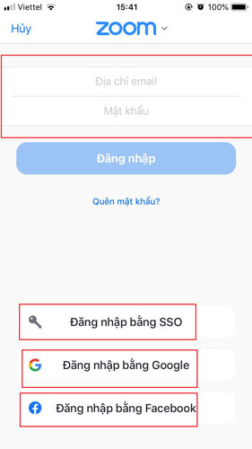 Nhấp vào Đăng nhập