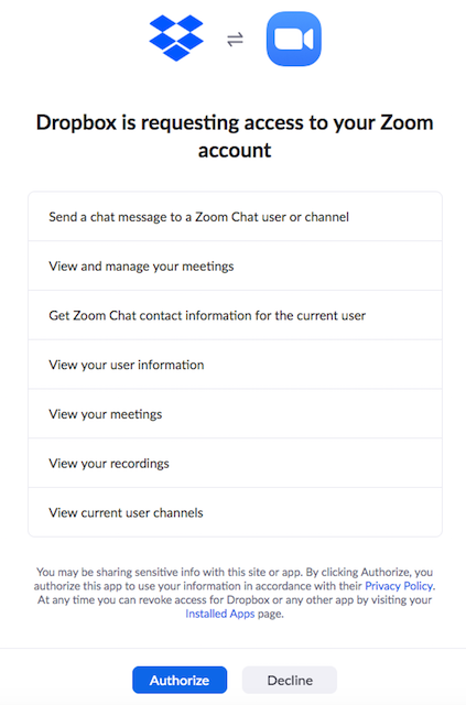 Cách kết nối Zoom với Dropbox