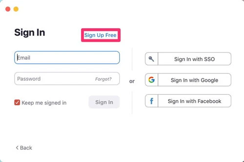 Nhấp vào Sign Up Free
