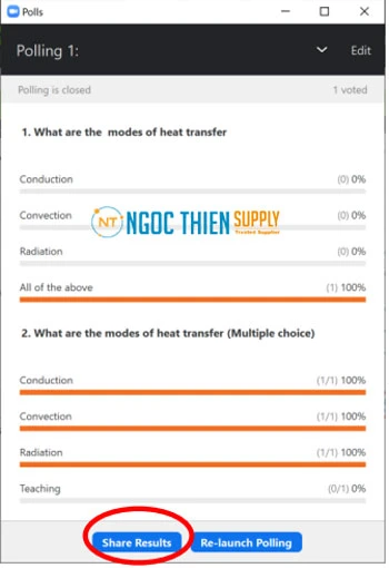 Sau khi kết thúc bài kiểm tra, giáo viên có thể chia sẻ đáp án với học sinh ngay lập tức.